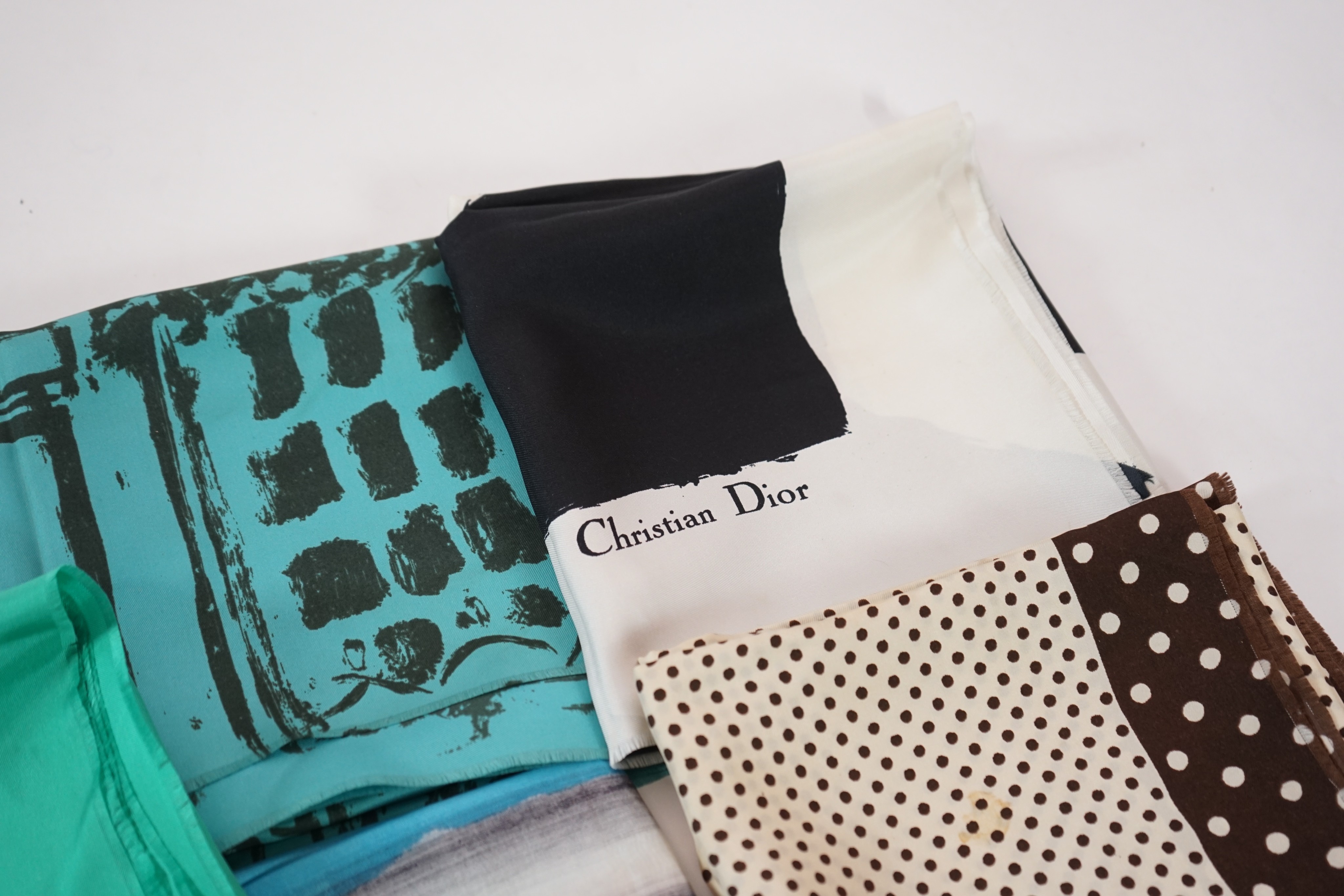 Six Christian Dior silk scarves